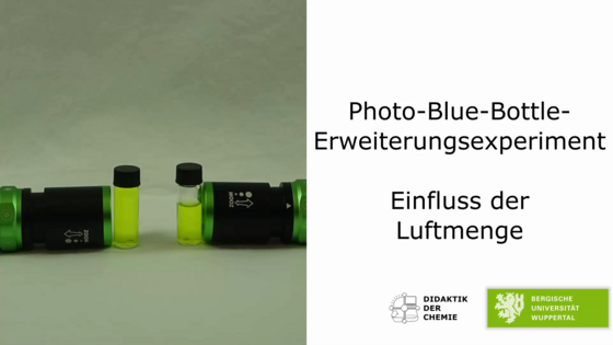 Photo-Blue-Bottle Erweiterungsexperiment: Einfluss der Luft Photo-Blue-Bottle Erweiterungsexperiment: Einfluss der Luft